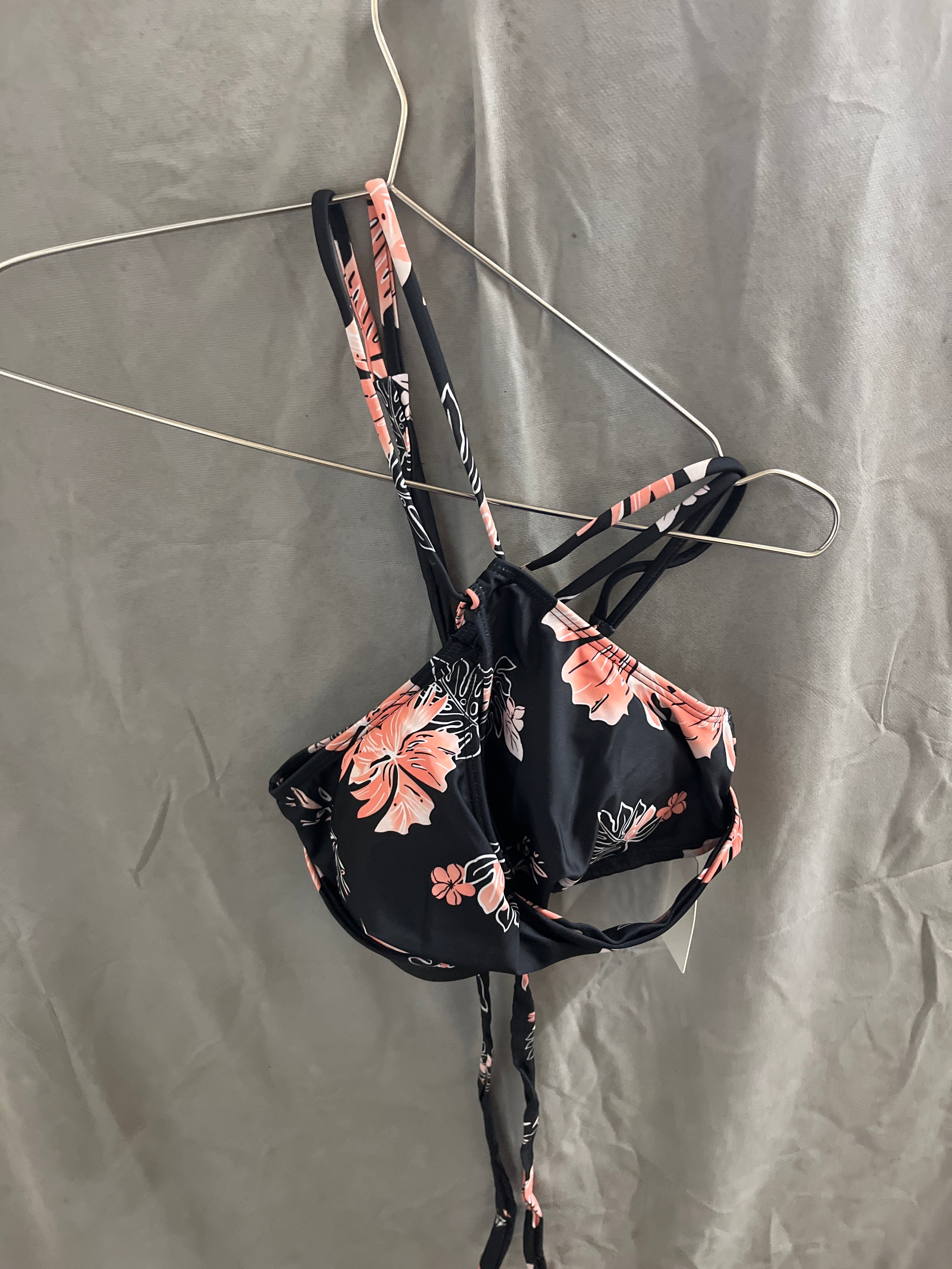 Holipick orange floral 2 piece bathing suit