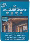Set of 2 Holliday style 90 LED warm, white garland lights ￼