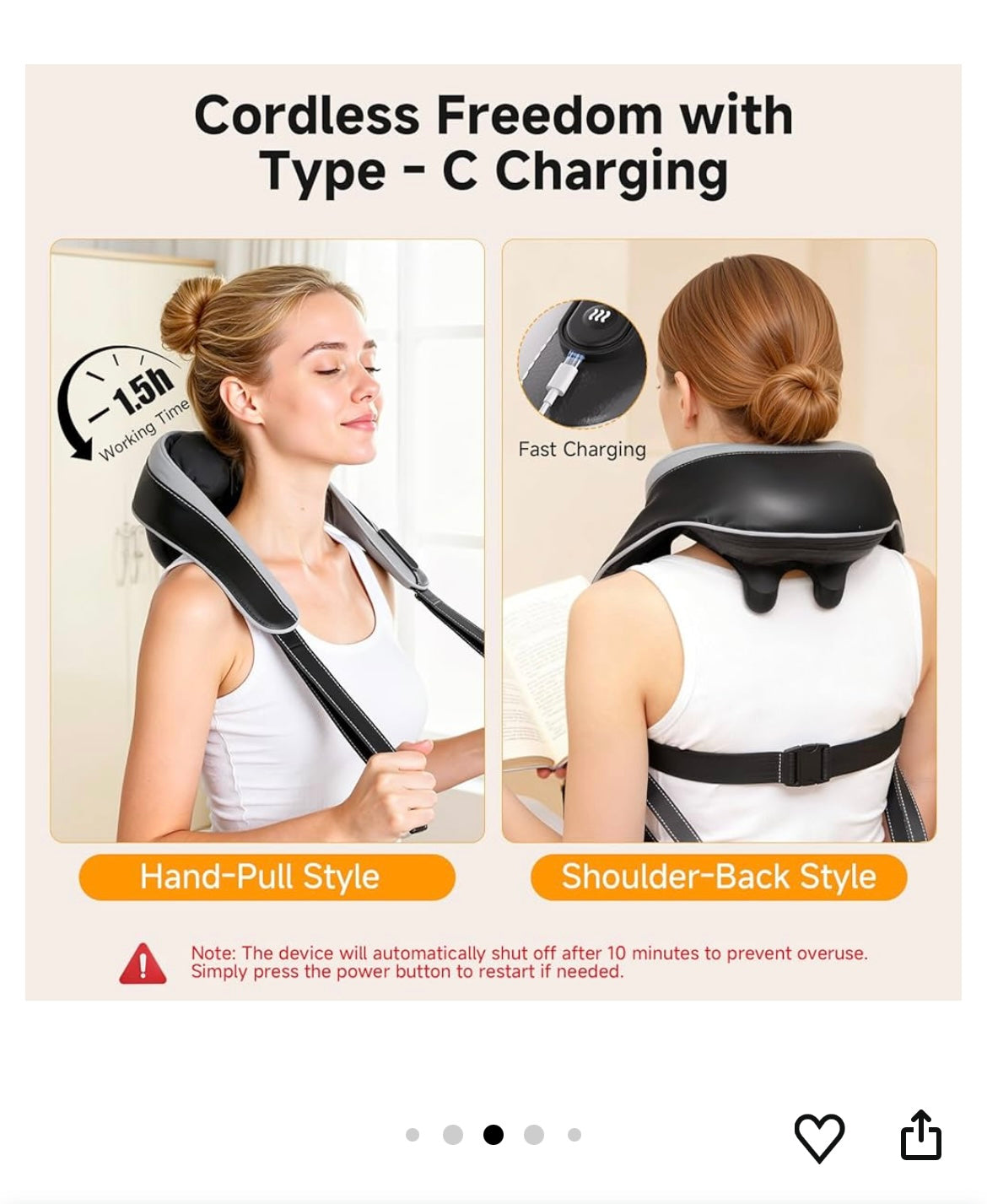 Neck and shoulder massager with heat