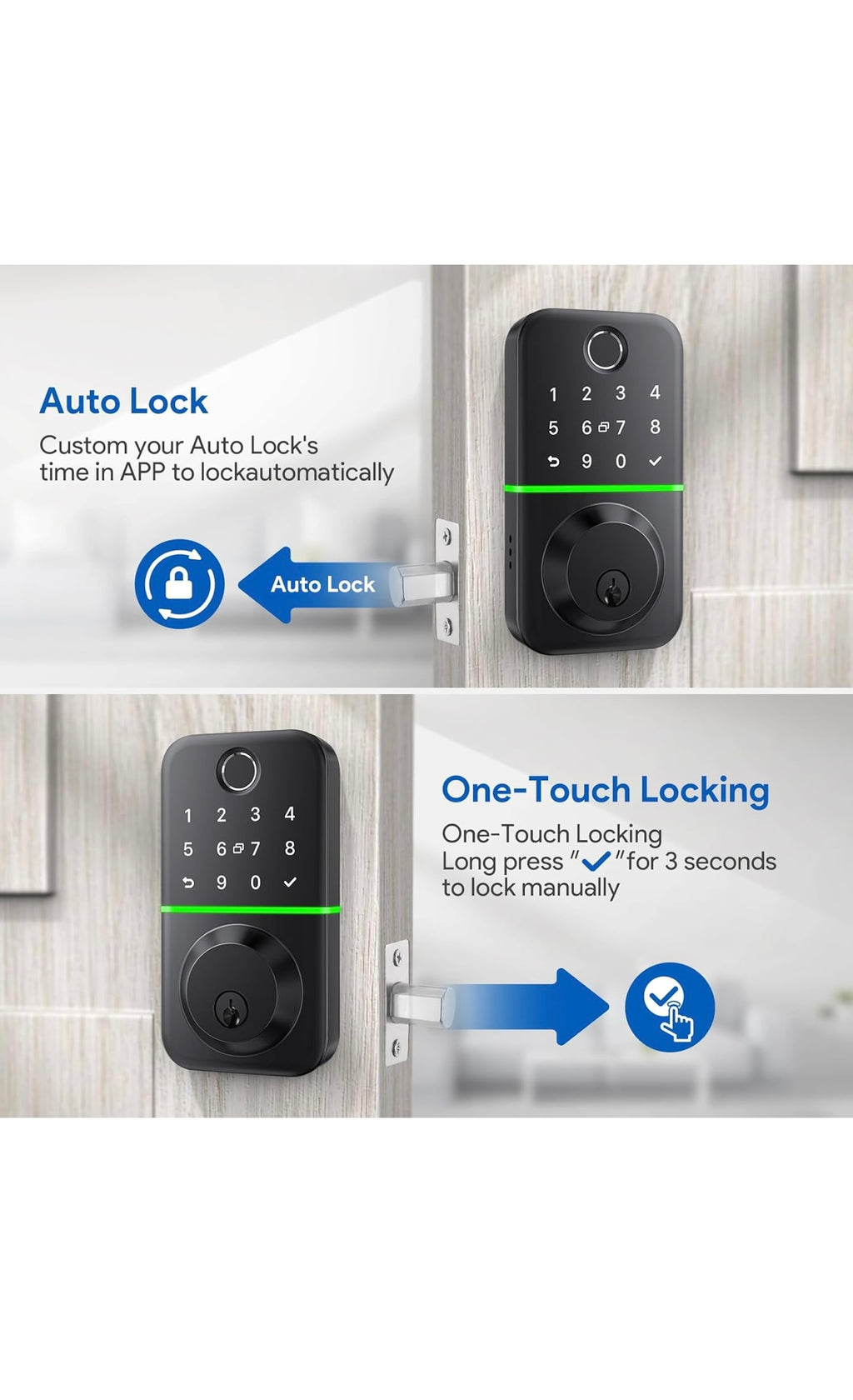 Smart door lock deadbolt with keypad