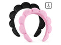 Ztomine Spa Headbands for Washing Face or Facial, Set of 2 Skincare Headbands, Terry Cloth Headband Wash Combo Pack - Puffy Makeup Washing, Mask, Skin Treatment (Black & Pink)