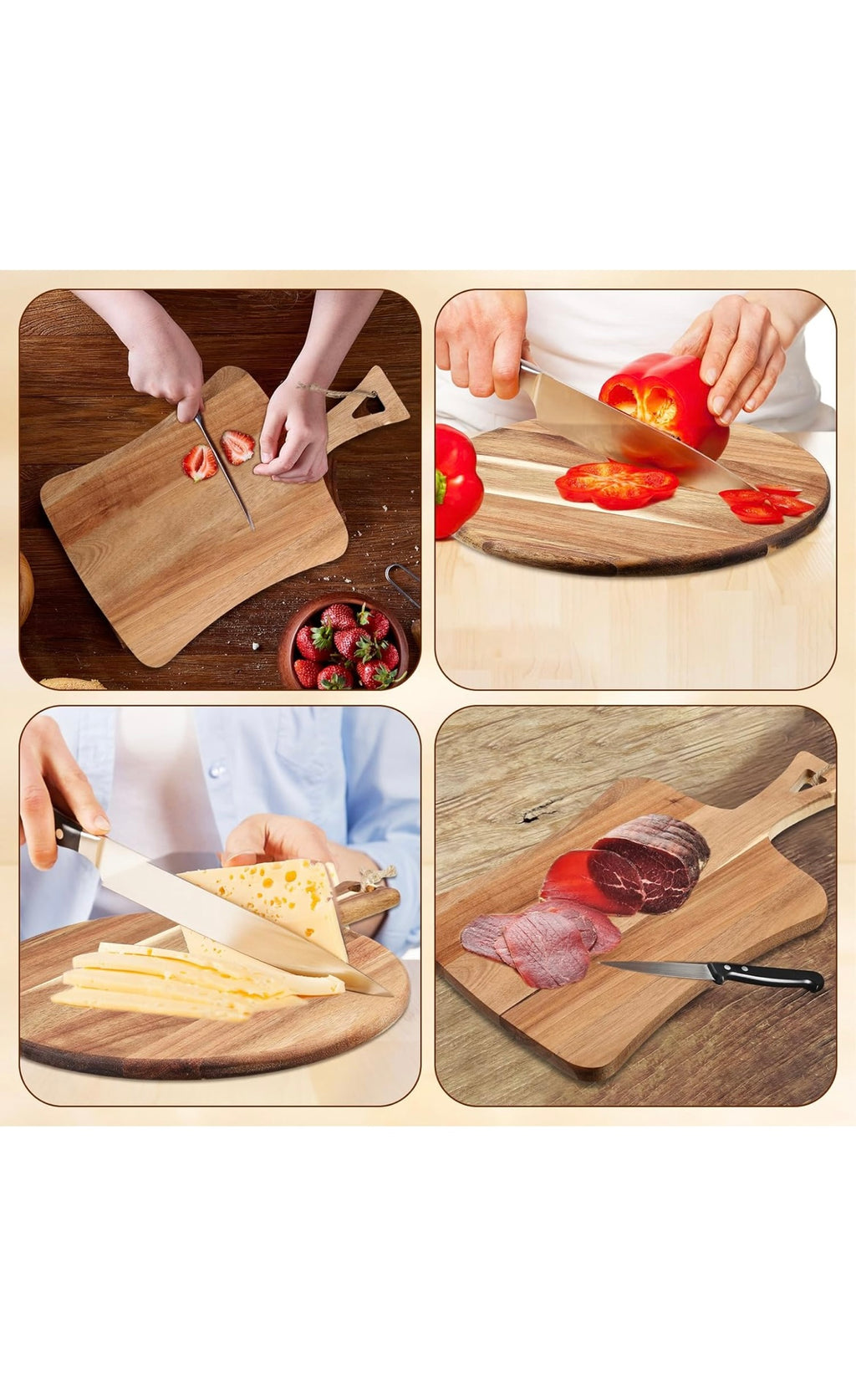 Hsei acacia wood cutting boards 2pcs