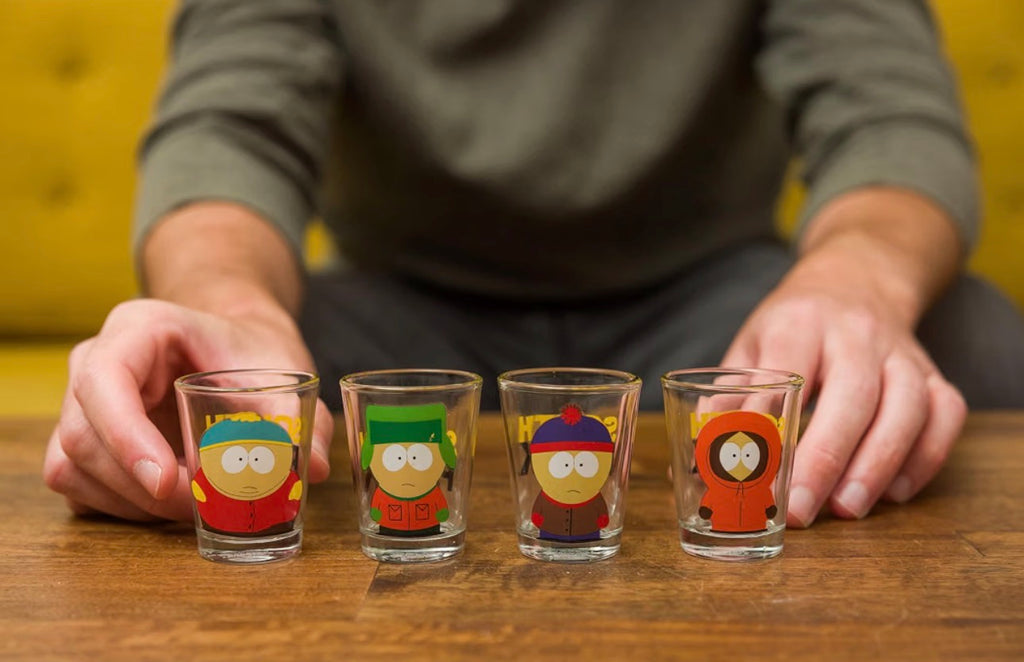 Silver Buffalo South Park Featuring Stan, Kenny, Cartman, and Kyle 4 Pack Mini Glasses, 1.5 Ounces