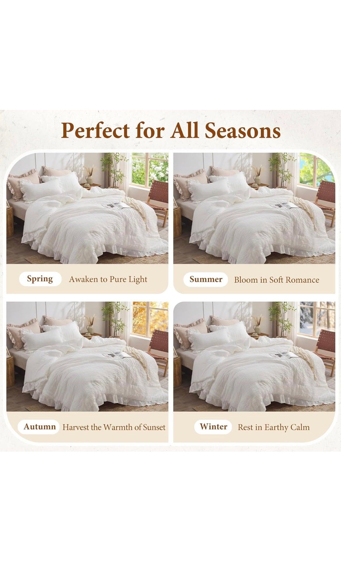 White comforters queen size 3 pcs