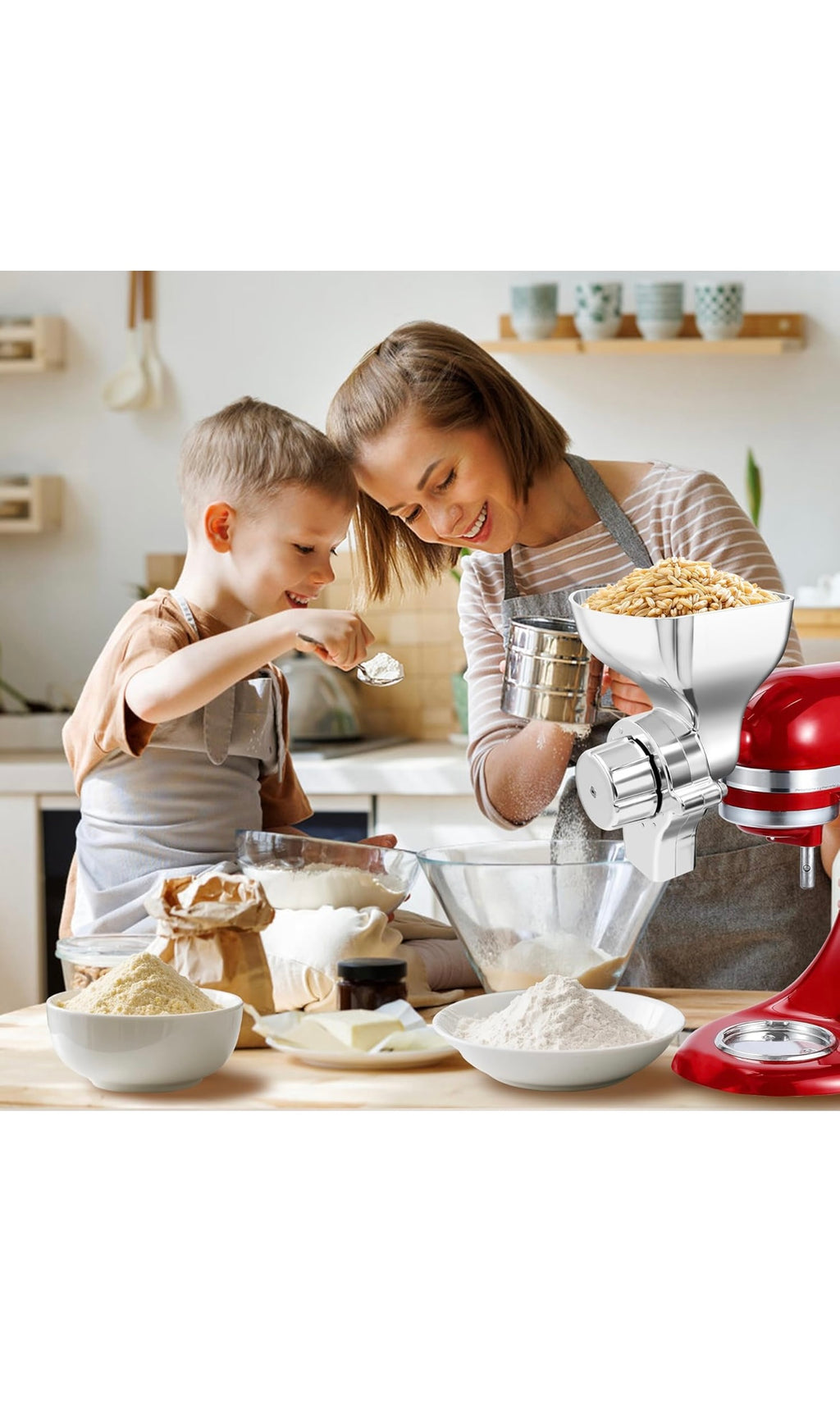 All metal grain mill attachment for kitchen aid stand mixer