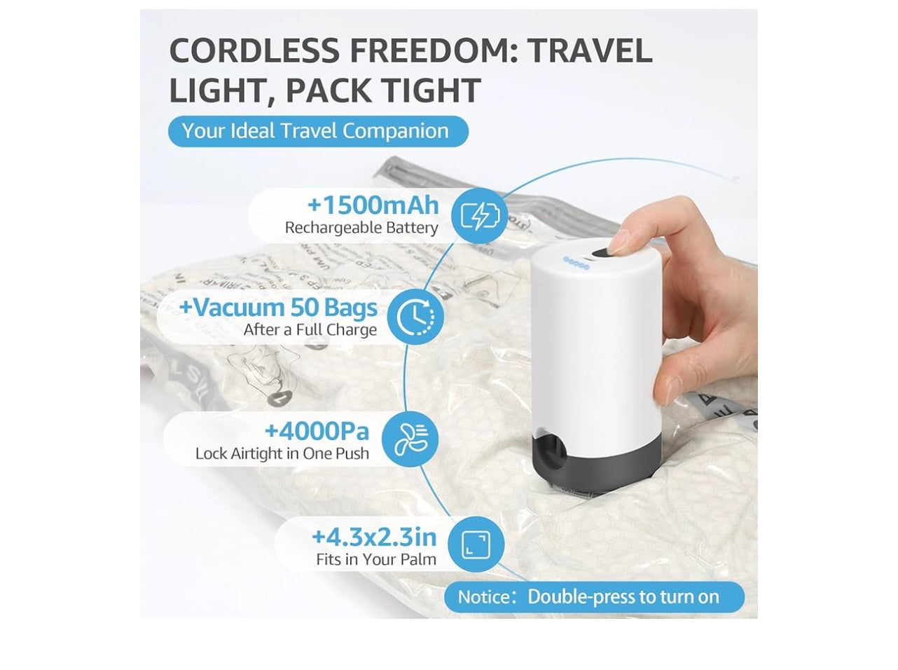 15pack Vacuum Bags For Travel With Rechargeable Pump.