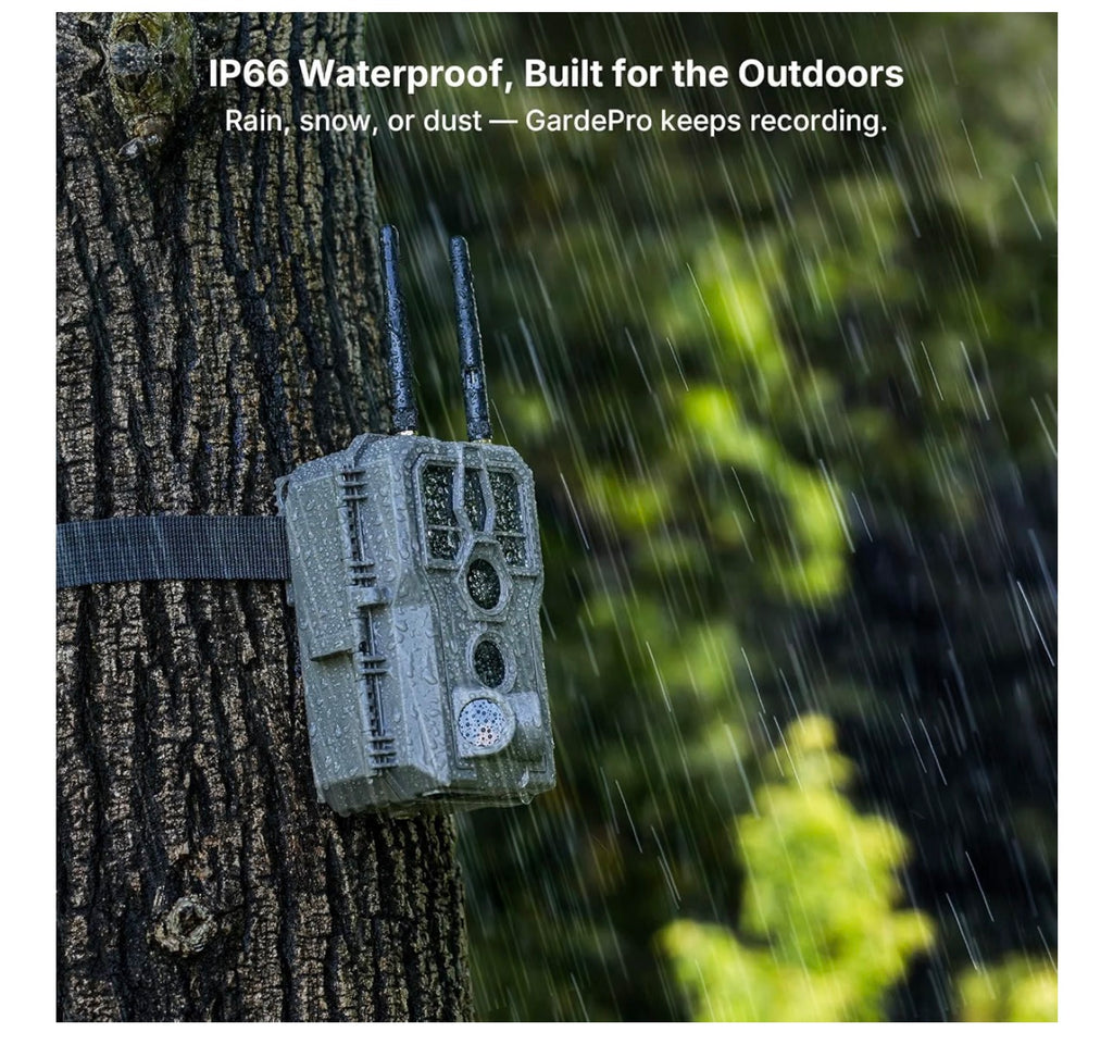 GardePro E8 2.0 Pro WiFi Bluetooth Trail Camera (Non-Cellular) – Triple-PIR Motion Sensor, Dual Antennas for Stable Connection, 4K Video, Rechargeable Battery, On-Site Viewing, Motion Activated