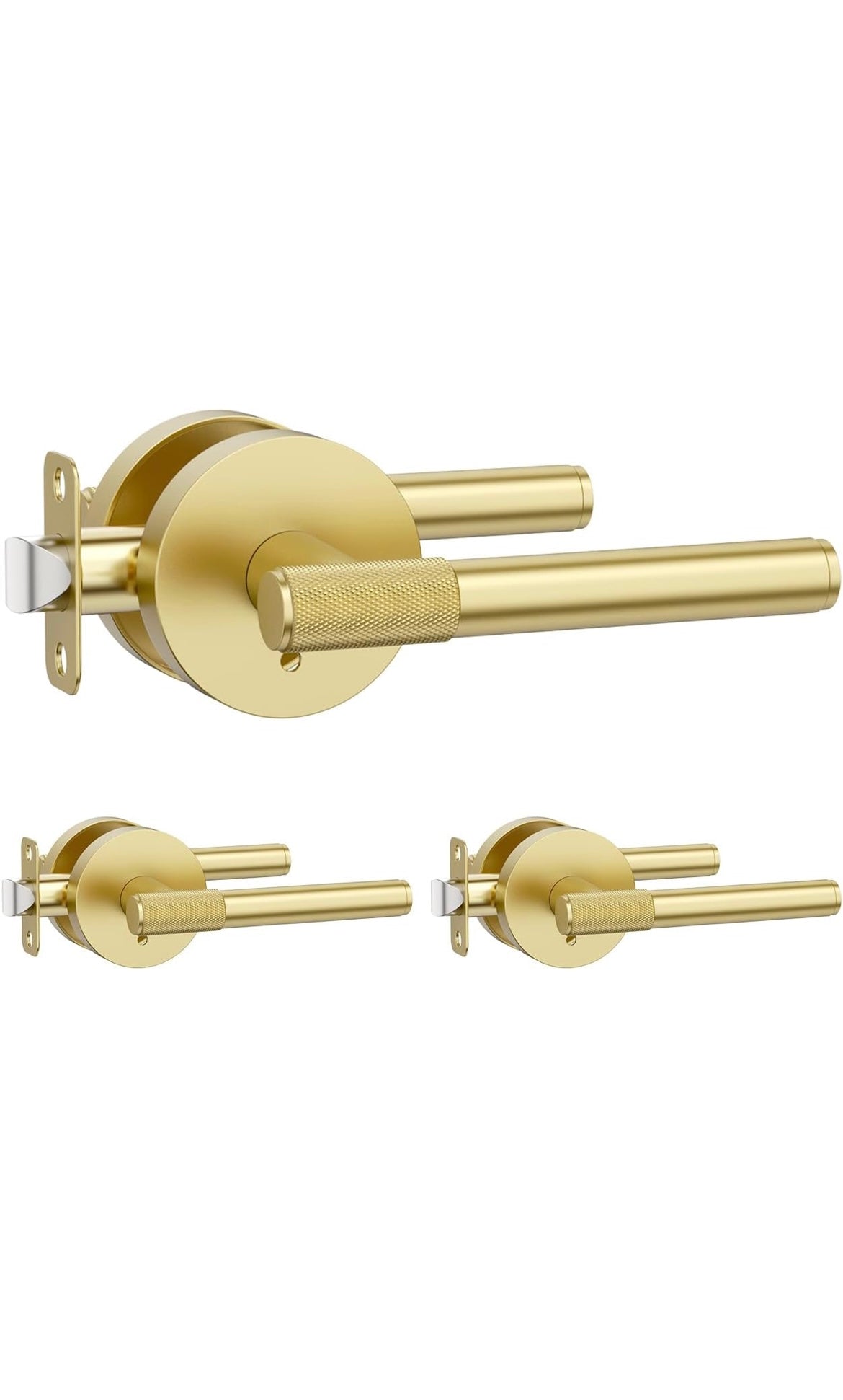 3 pack brushed gold door handles