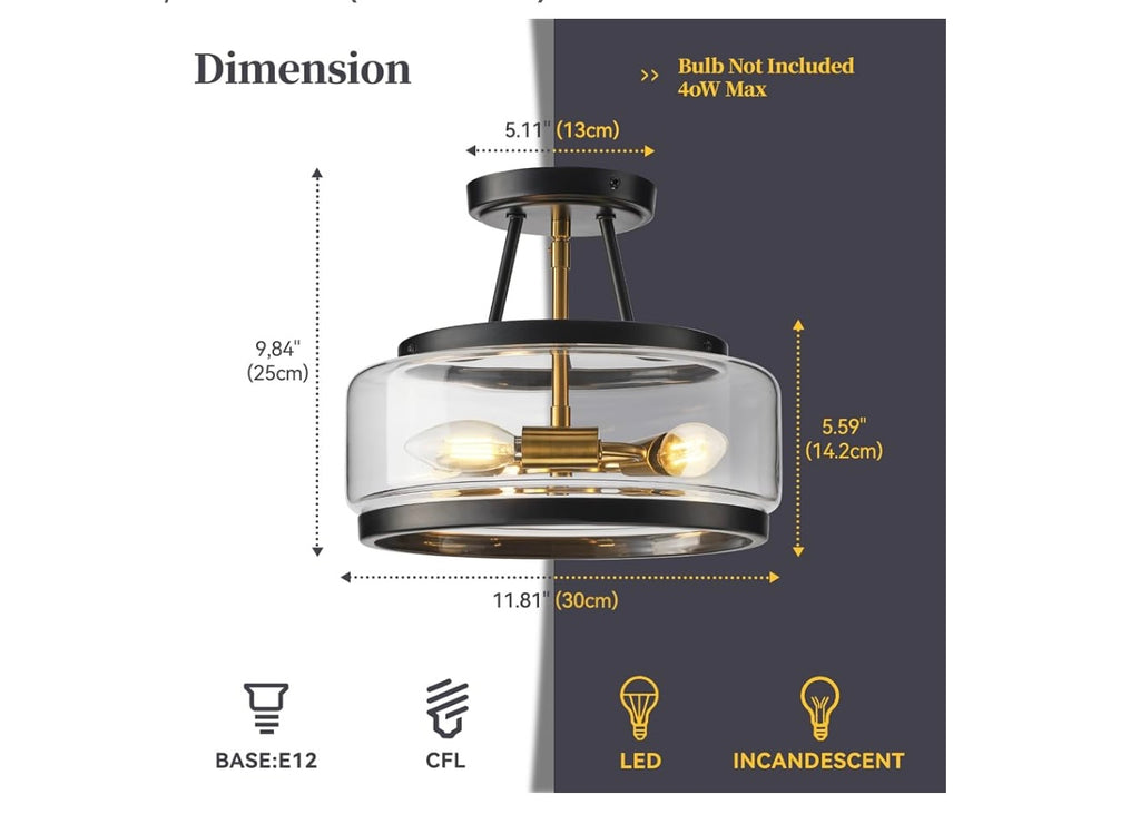 Oiyam Semi Flush Mount Ceiling Light.