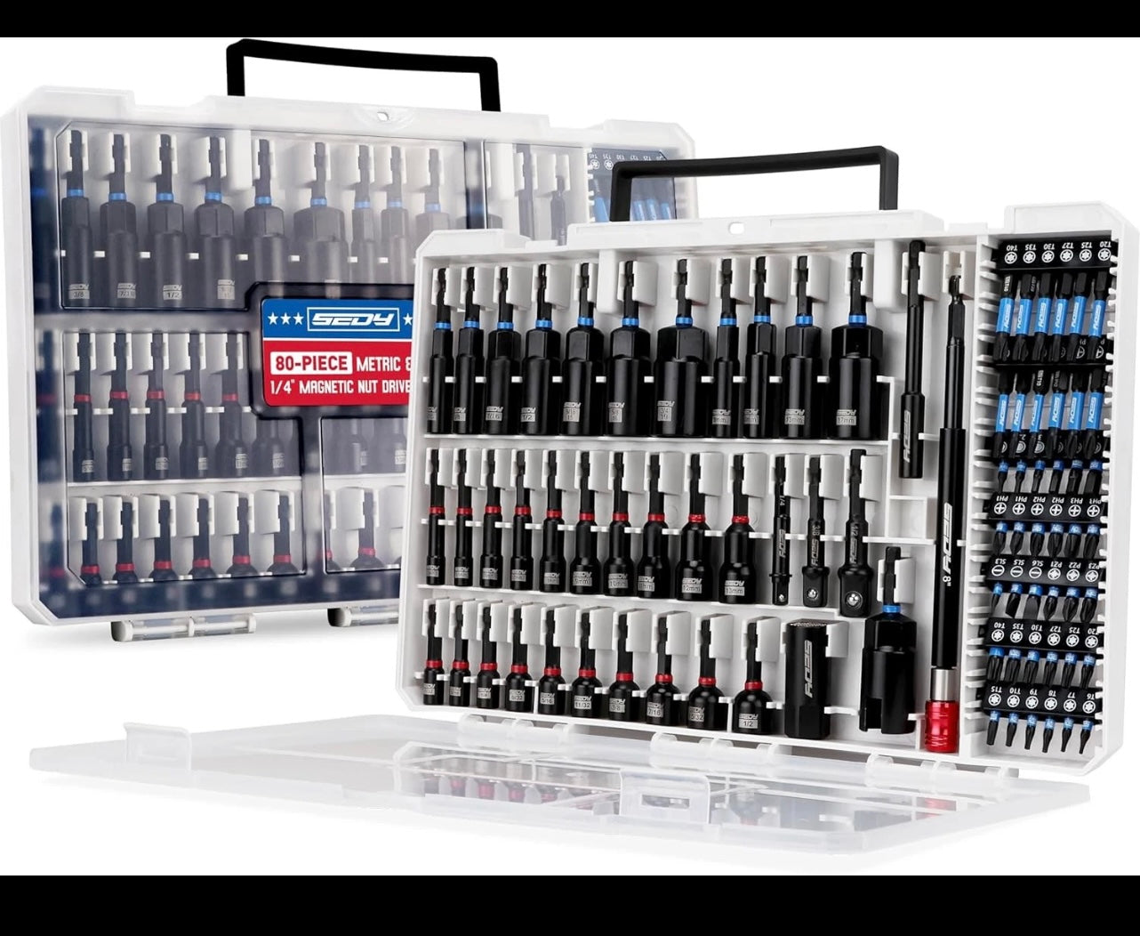 SEDY 80-piece Meteic and SAE 1/4” Magnetic Nut Driver Set.
