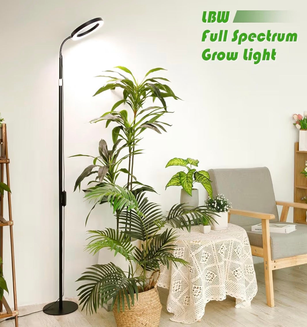 Grow Light with Stand for Indoor Plants, 8" Halo Full Spectrum Grow Light, 68" Height Adjustable Plant Light, Auto Cycle Timer (6/8/12/16H), 5-Level Dimmable, 3 Lighting Modes