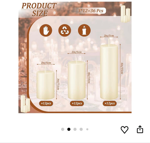 36 pcs scentless candles