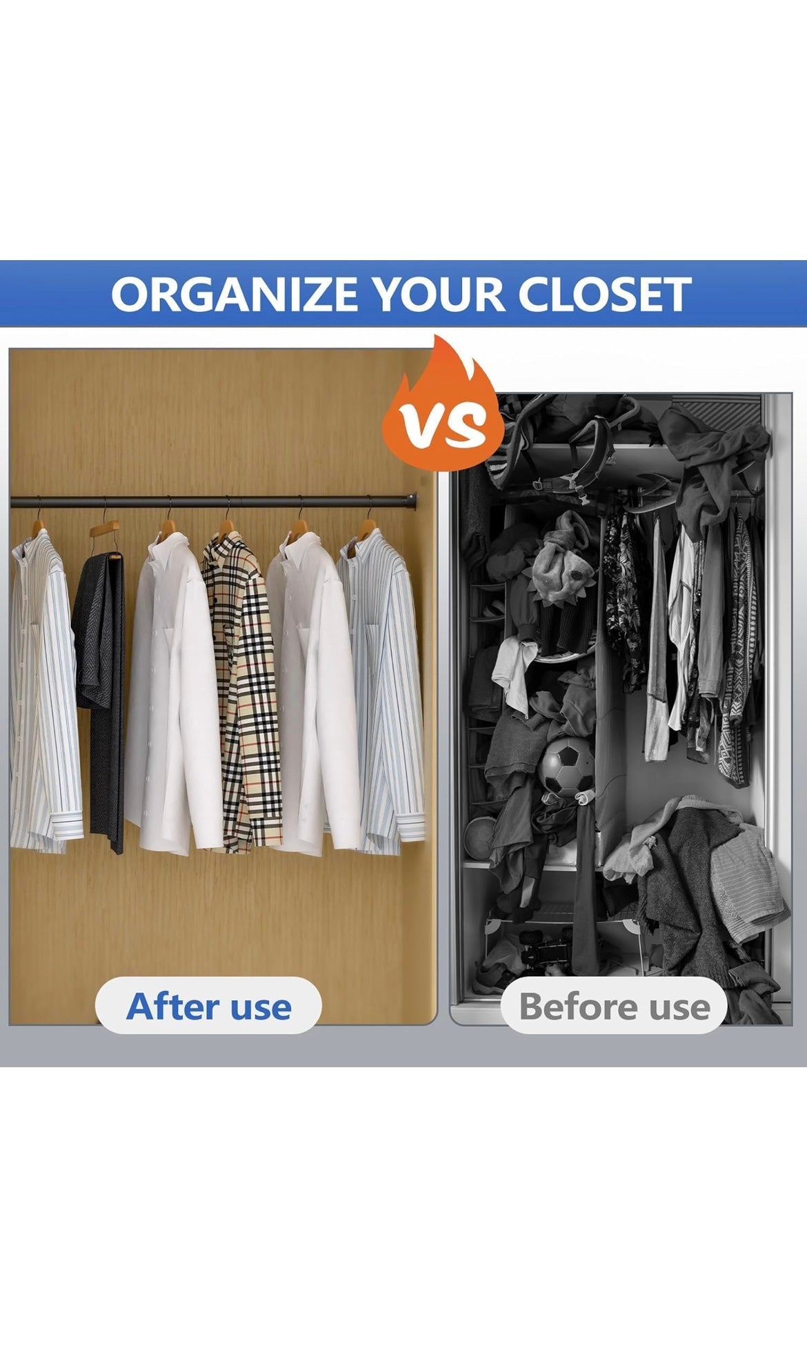 Closet rod for hanging clothes