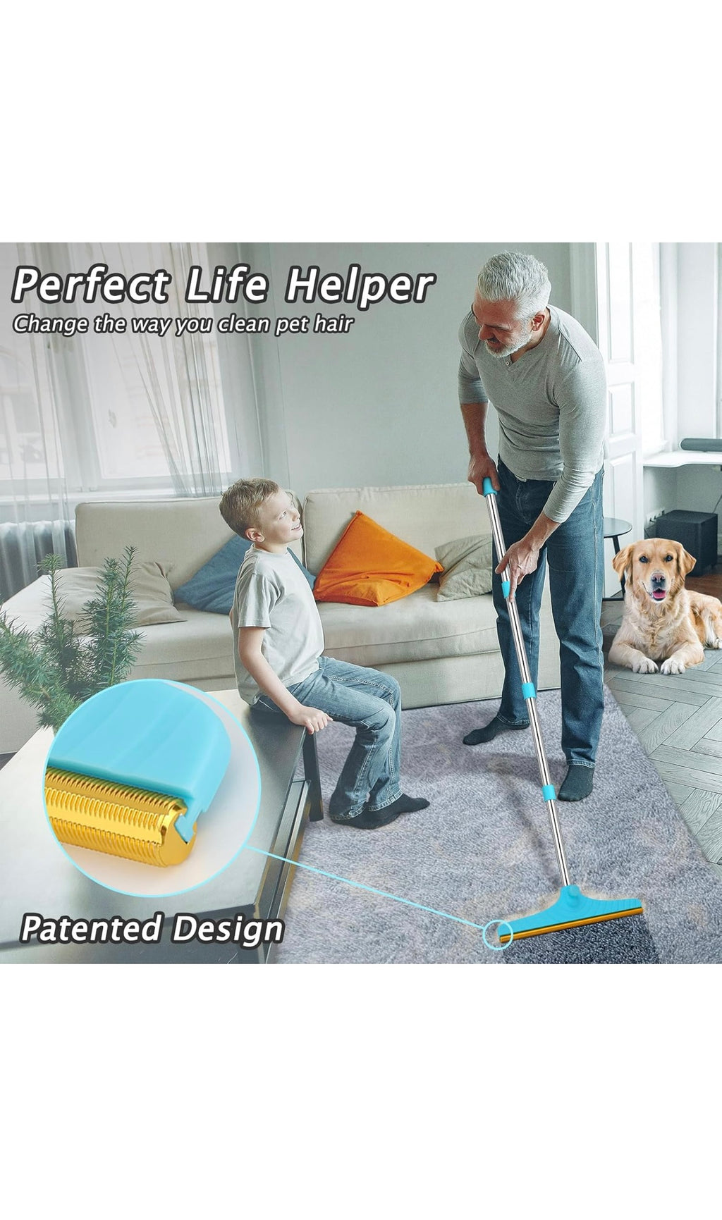 Pet hair removal broom