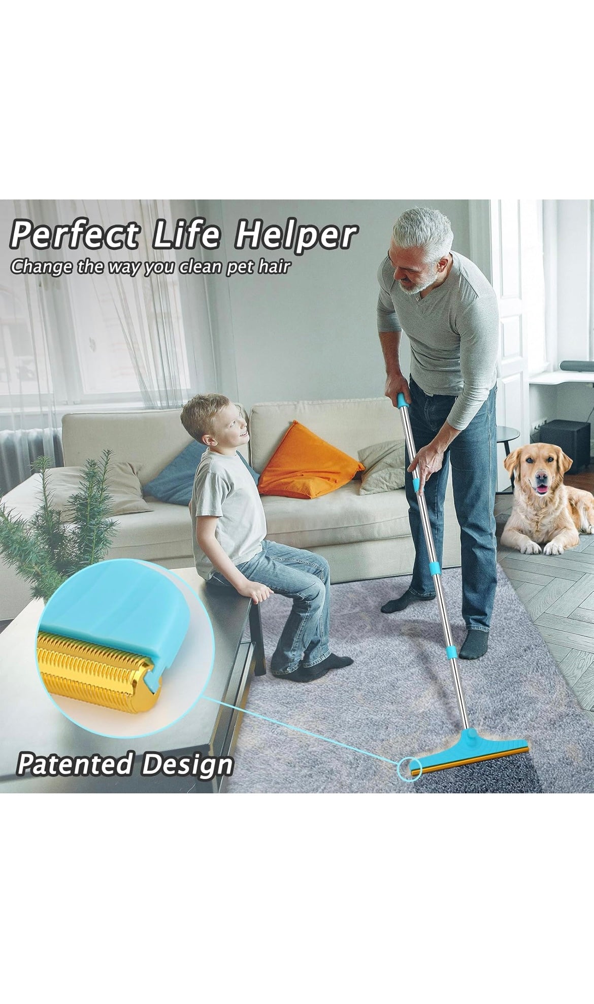 Pet hair removal broom