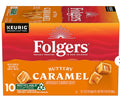Folgers Coffee, Buttery Caramel, K-Cup Pods, 60 Count. Best by April 2027.