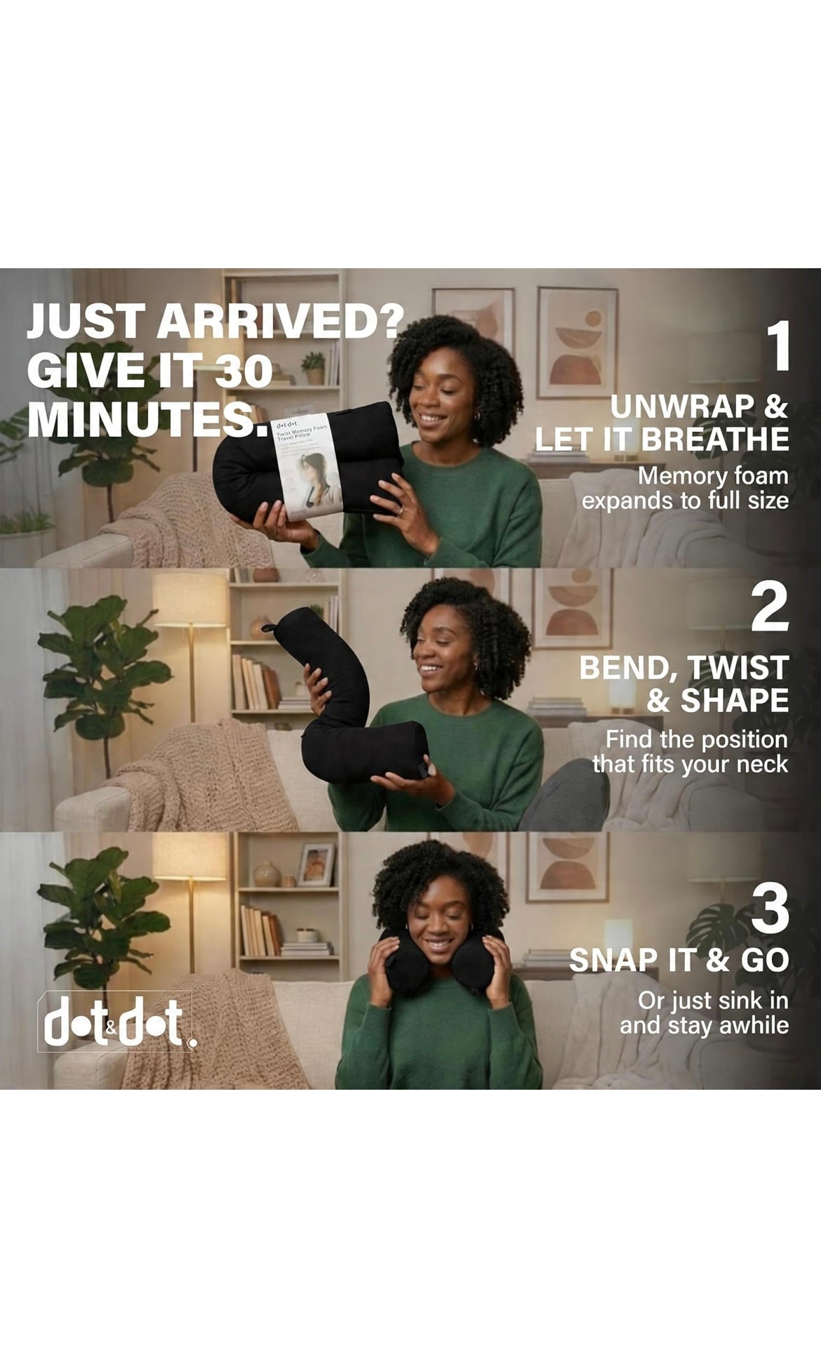 Dot&dot twist memory foam travel pillow