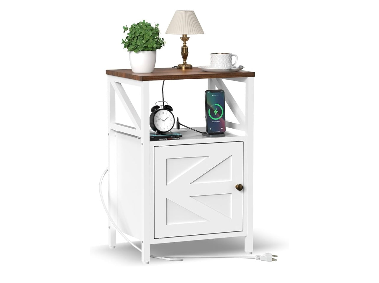Funhukson End Table With Charging Station.