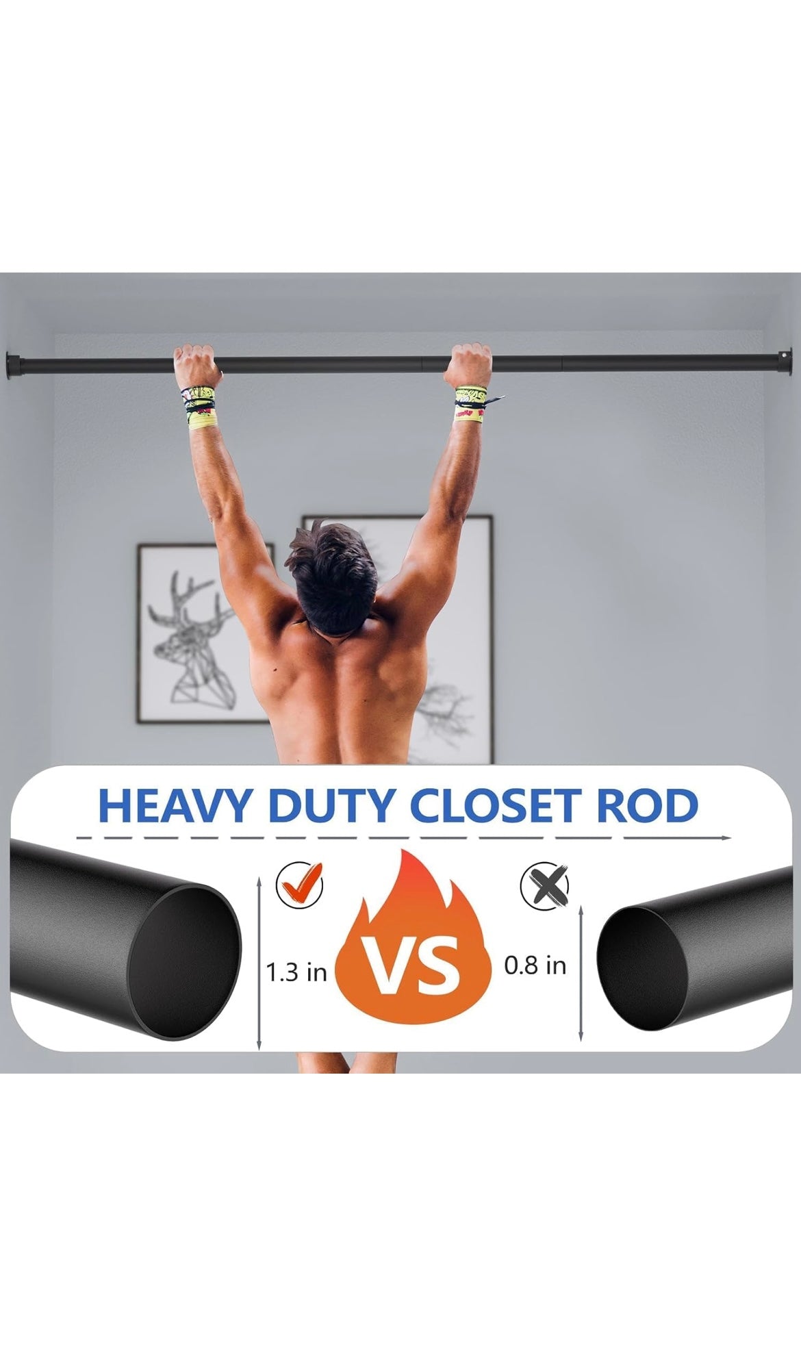 Closet rod for hanging clothes