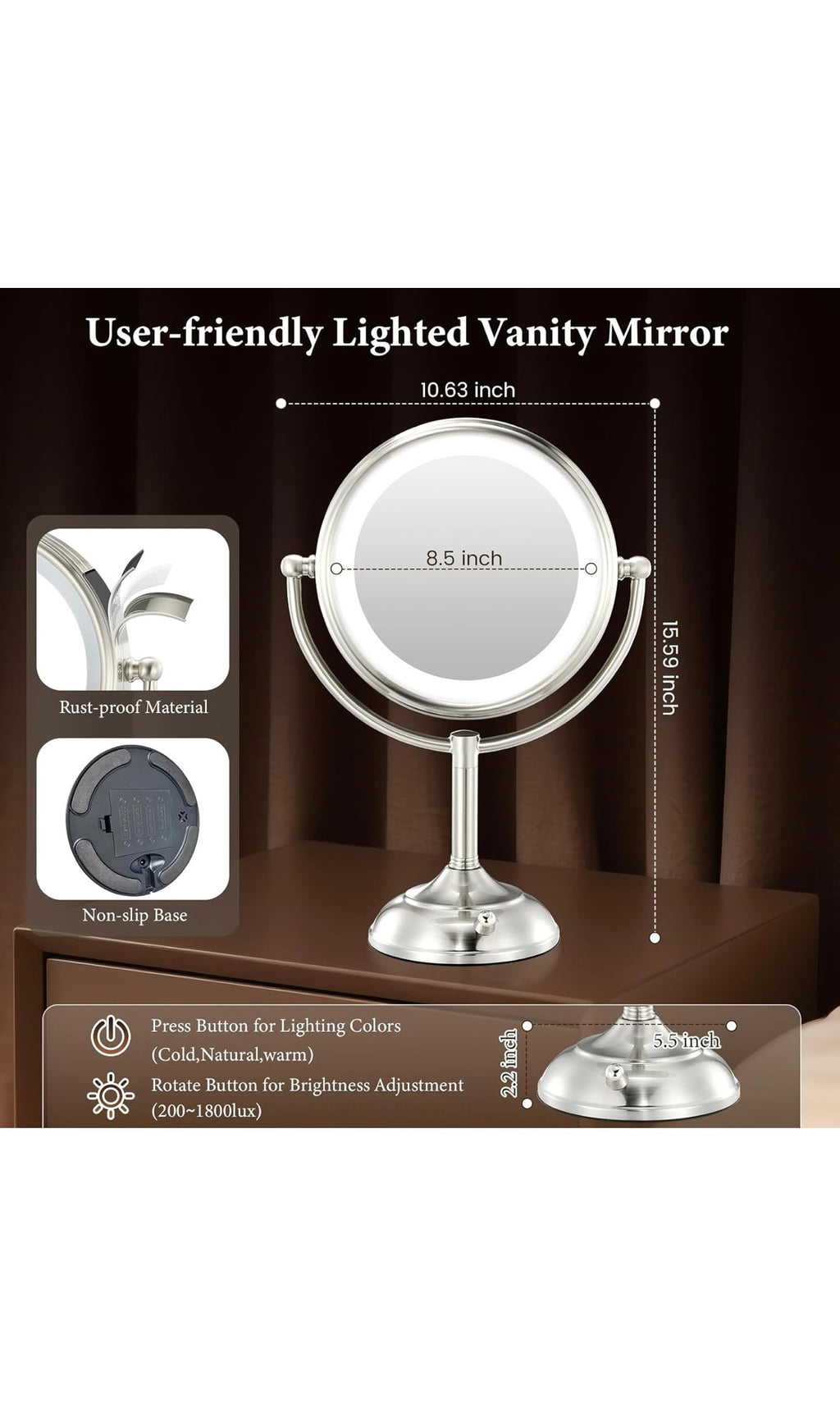 Large makeup mirror
