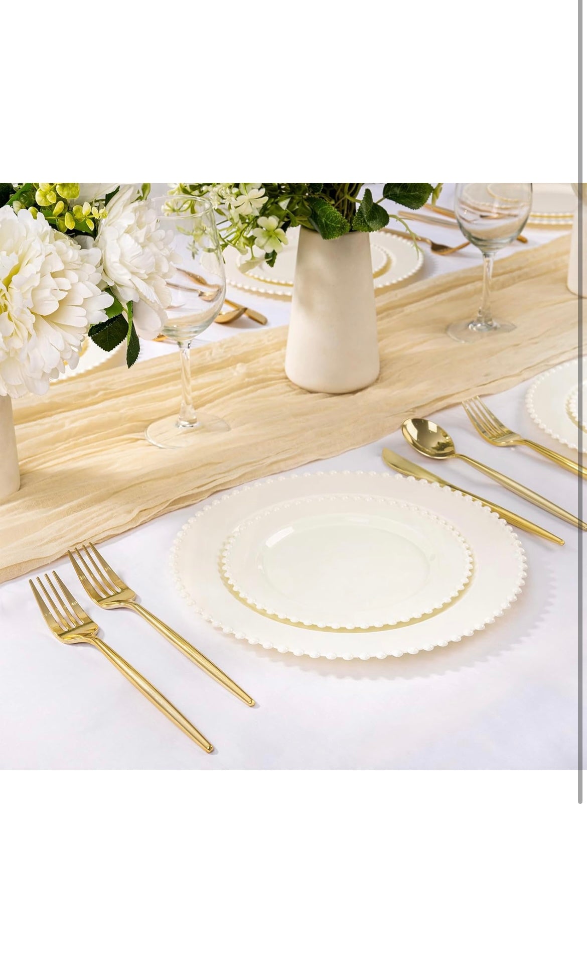 60 pcs plastic plates beaded ivory