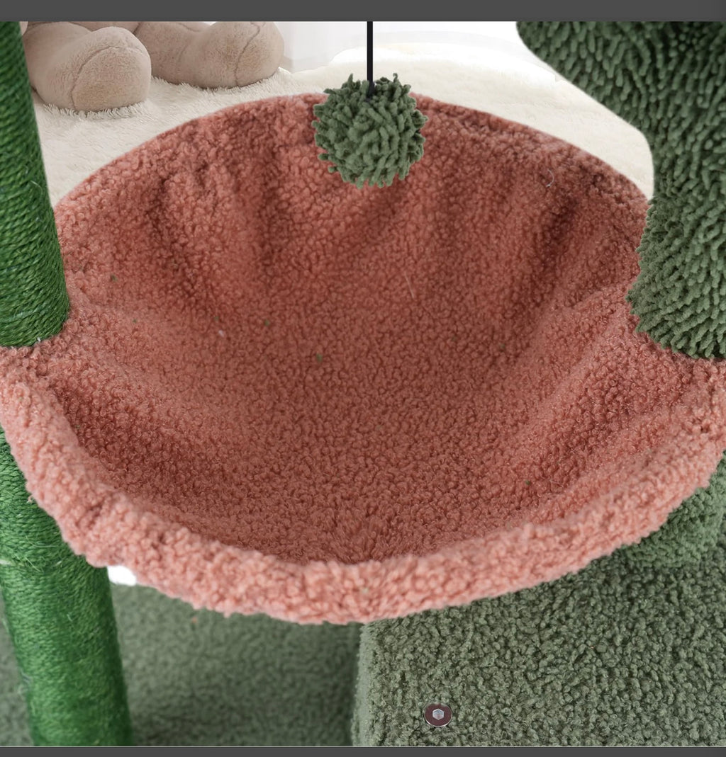 Aiwikide 37.4” Cactus Cat Tree Tower with Twin Cat Condos.