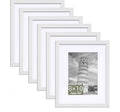 8x10 Picture Frame Set of 6, 8x10 White Picture Frame Display Pictures 5x7 with Mat or 8x10 Without Mat. Wall Hanging Photo Frame or Tabletop Display Gallery Frame (White)