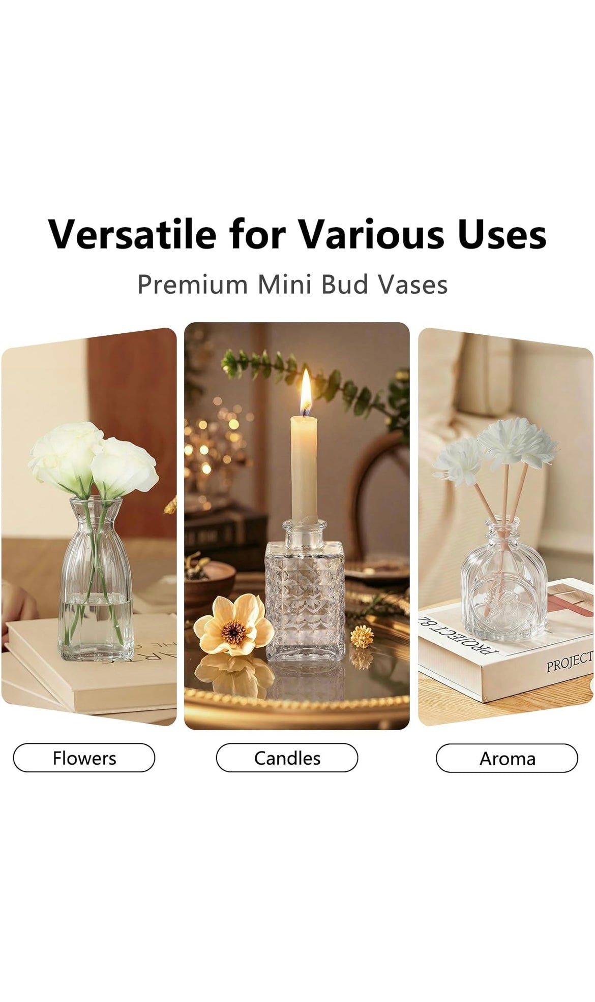 Ruckae small clear bud vases 12 pack