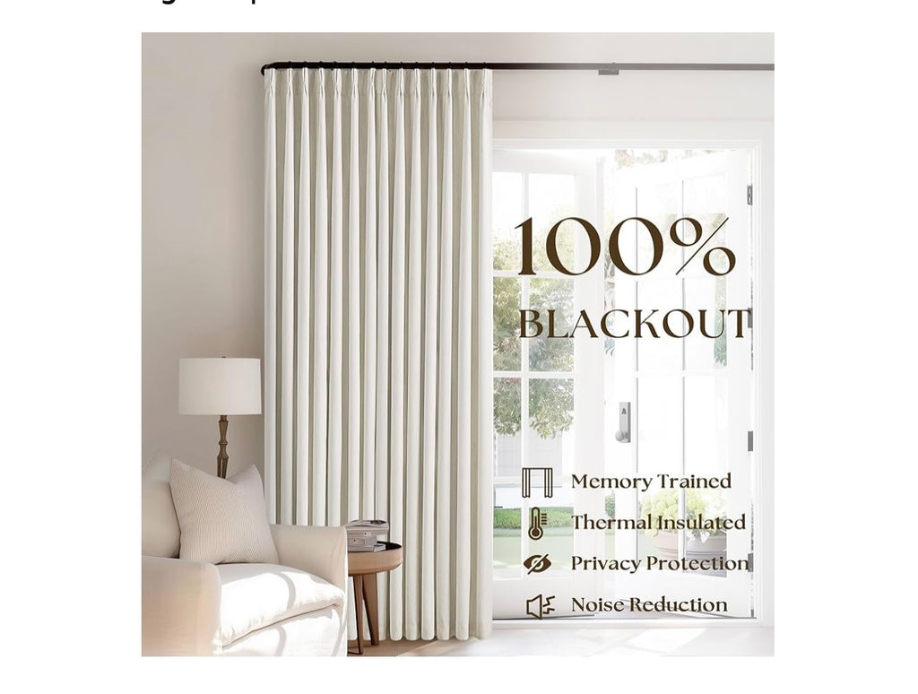 Twodrapes Natural Linen Pinch Pleated Memory Trained Linen Curtains.
