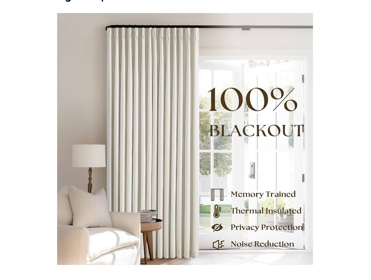 Twodrapes Natural Linen Pinch Pleated Memory Trained Linen Curtains.