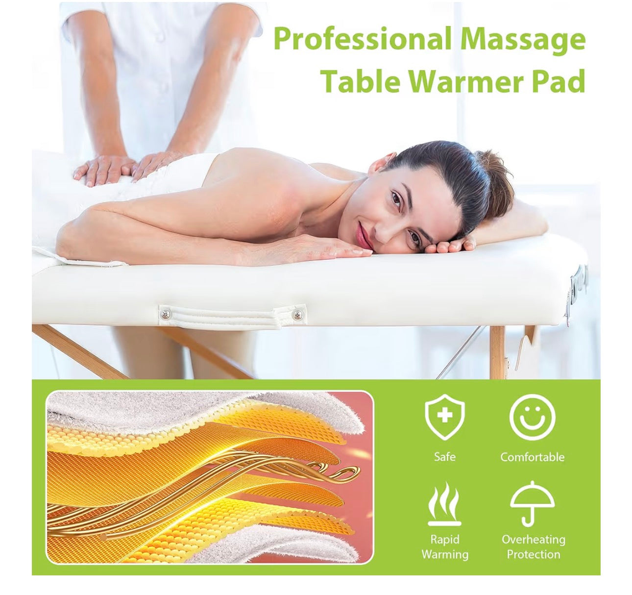 Massage Table Warmer Heating Pad Professional SPA Massage Bed Warmer with Timer, 9 Heat Setting, Overheat Protection for Massage Bed & Spa, Thickened & Soft Fleece, 30" x 71"