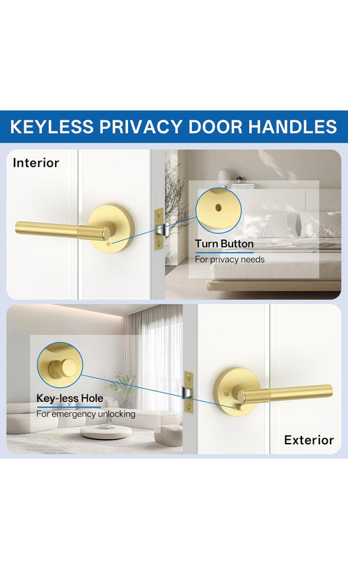 3 pack brushed gold door handles