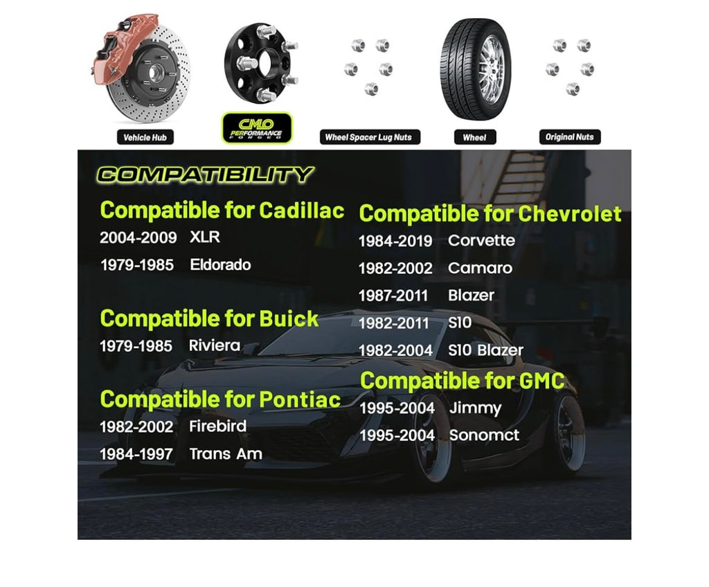 1 inch black wheel spacers