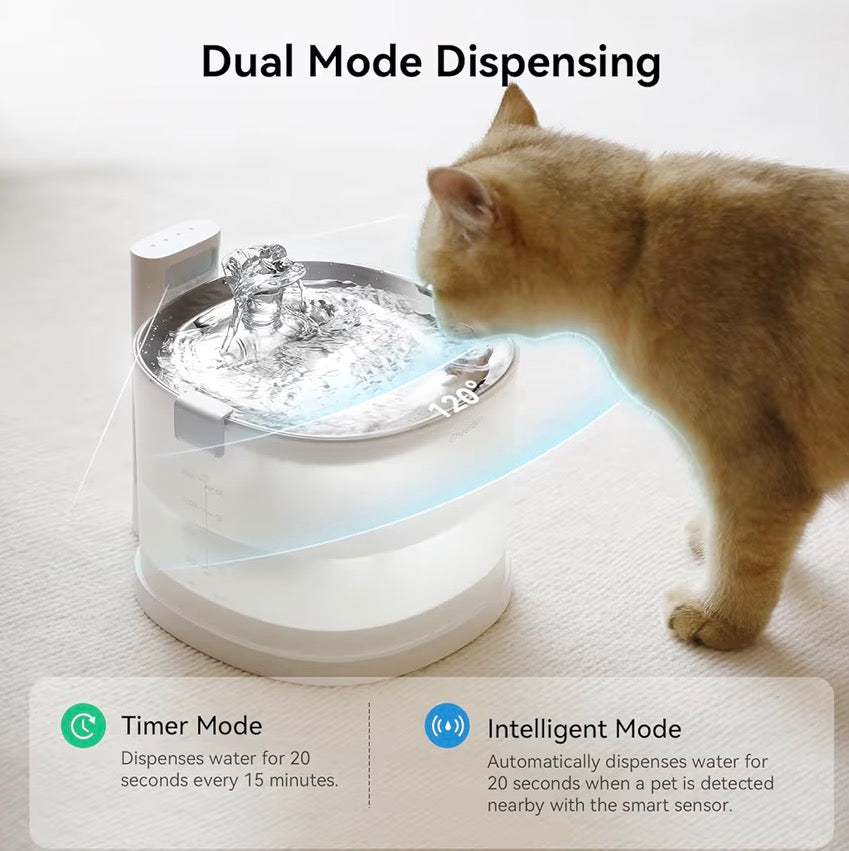 Cheerble Pumpless Pet Fountain Elfin E1+ with 9 Extra Filters, Wireless Pet Fountain Battery Operated, 2L/67oz E1+ Automatic Water Dispenser Cats & Dogs MagDrive™ Technology No Cleaning Hassle