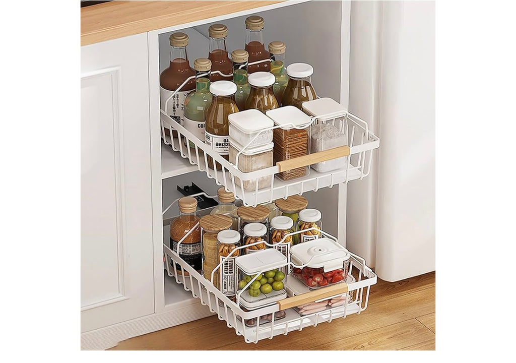 WROBTLD 2 Pack No Drill Pull Out Cabinet Organizer.