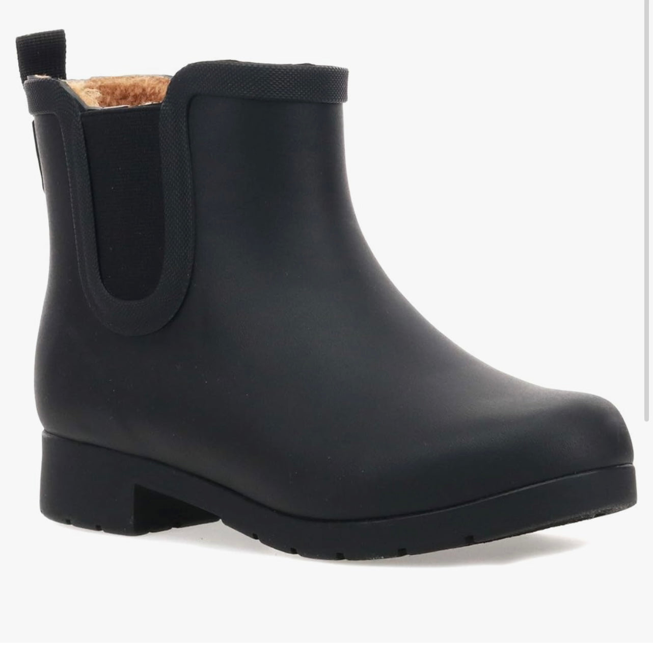 Chooka Women's Delridge Waterproof Faux Fur Chelsea Rain Boot Slip On. Size 8.