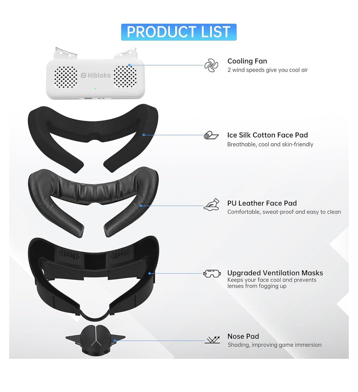 Face cover pad with cooling fan for meta quest 3