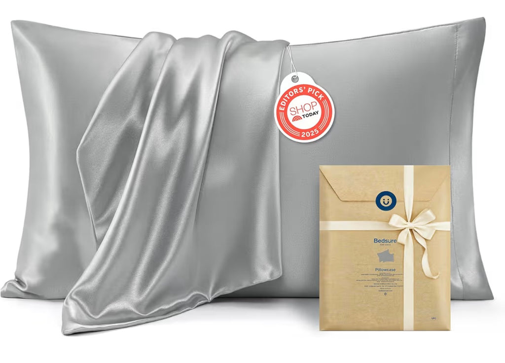 Bedsure King Size Satin Pillowcase Set of 2 - Silver Grey Pillow Covers for Hair and Skin with Envelope Closure, Similar to Silk Pillow Cases, Gifts for Women Men, 20x36 Inches, 2pcs