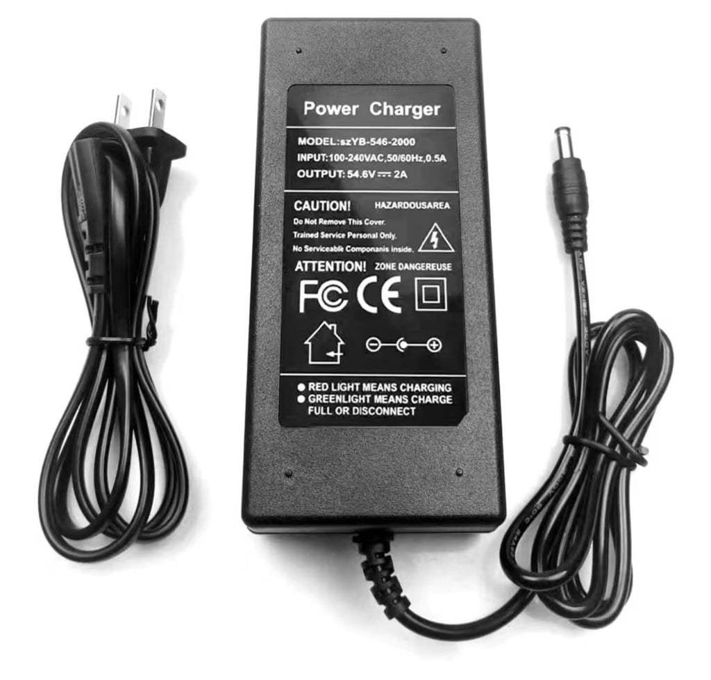 54.6V 2A Battery Charger, Universal 54.6V Power Adapter Chargers for 48V Lithium Battery with 5.5x2.1mm / 5.5x2.5mm Plug