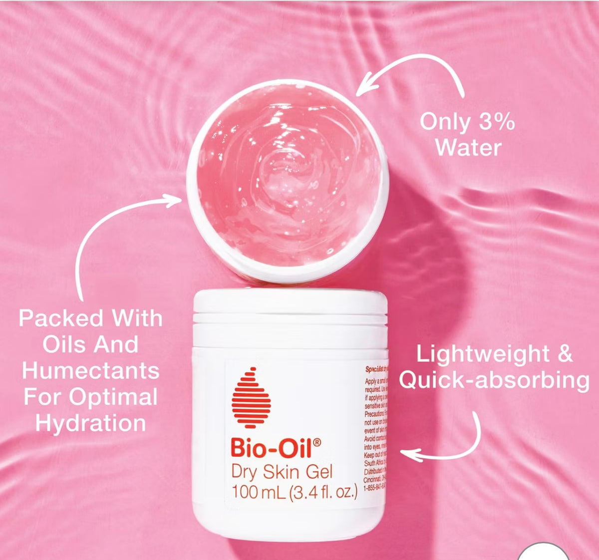 Bio-Oil Dry Skin Gel Individual Tub Body Moisturizer, Fast Hydration, Vitamin B3, Non-Comedogenic Scented - 1.7 fl oz.