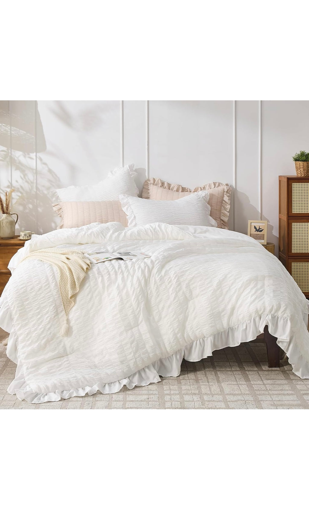White comforters queen size 3 pcs