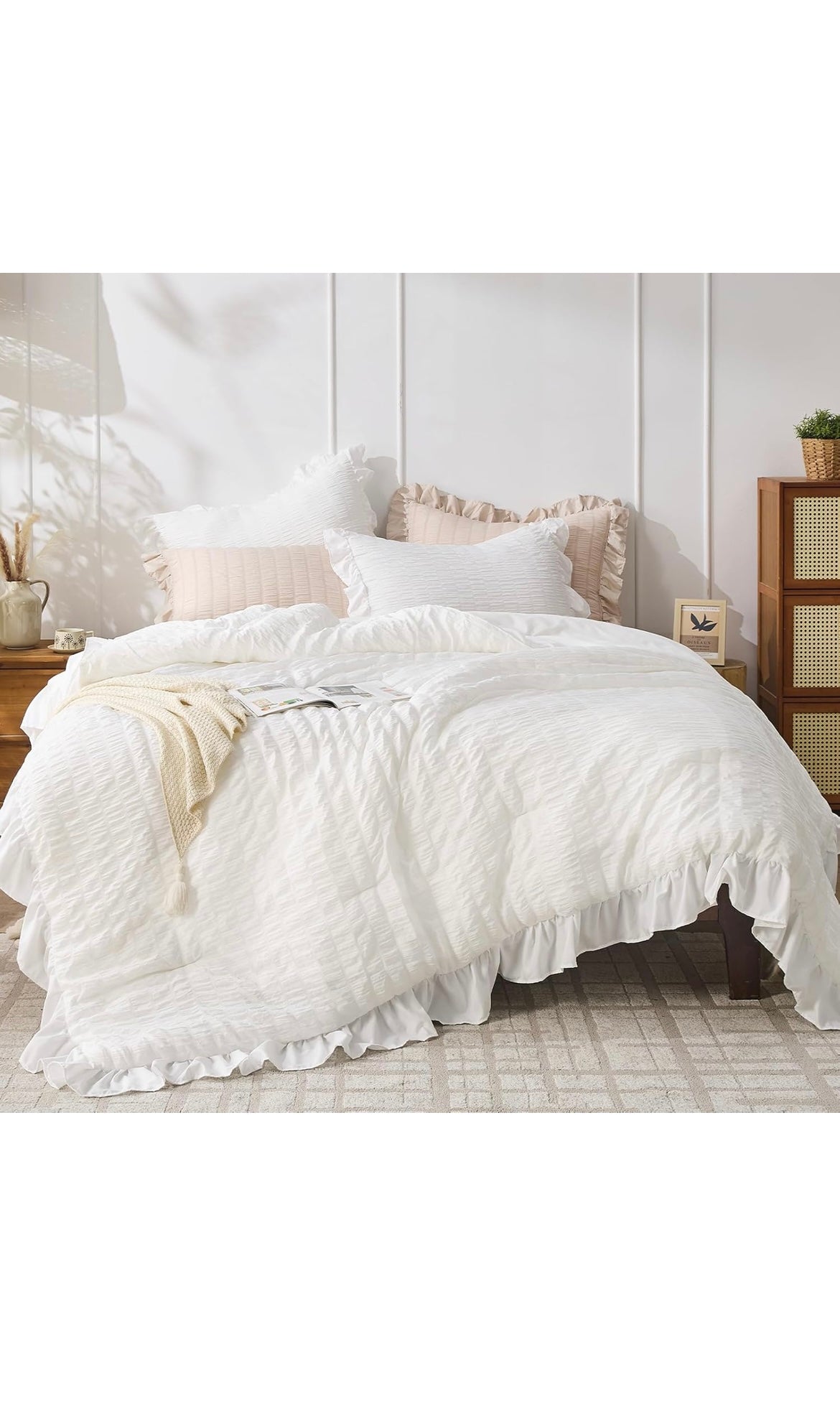 White comforters queen size 3 pcs