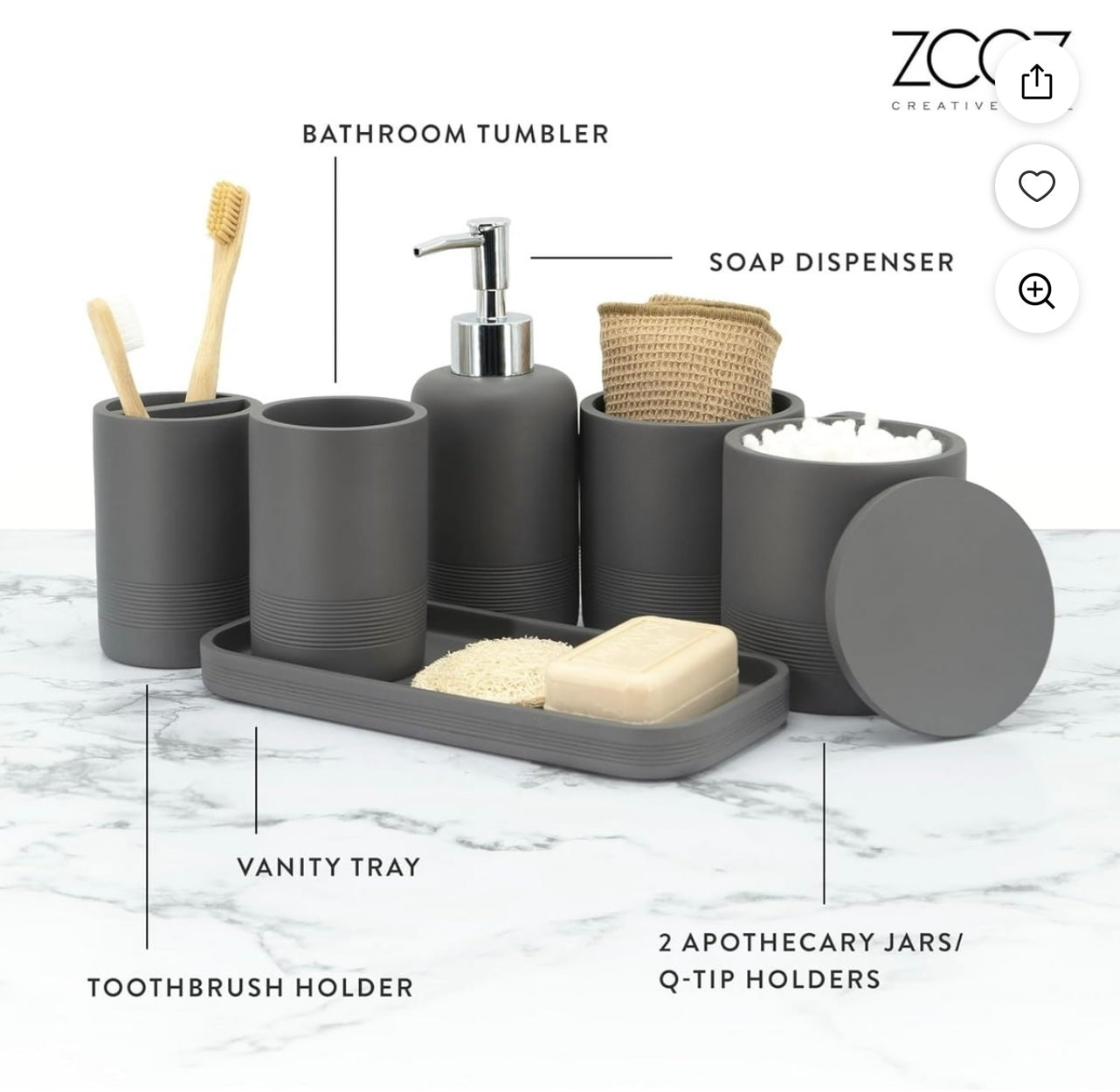 ZCCZ Creative Home Bathroom Accessory Set.