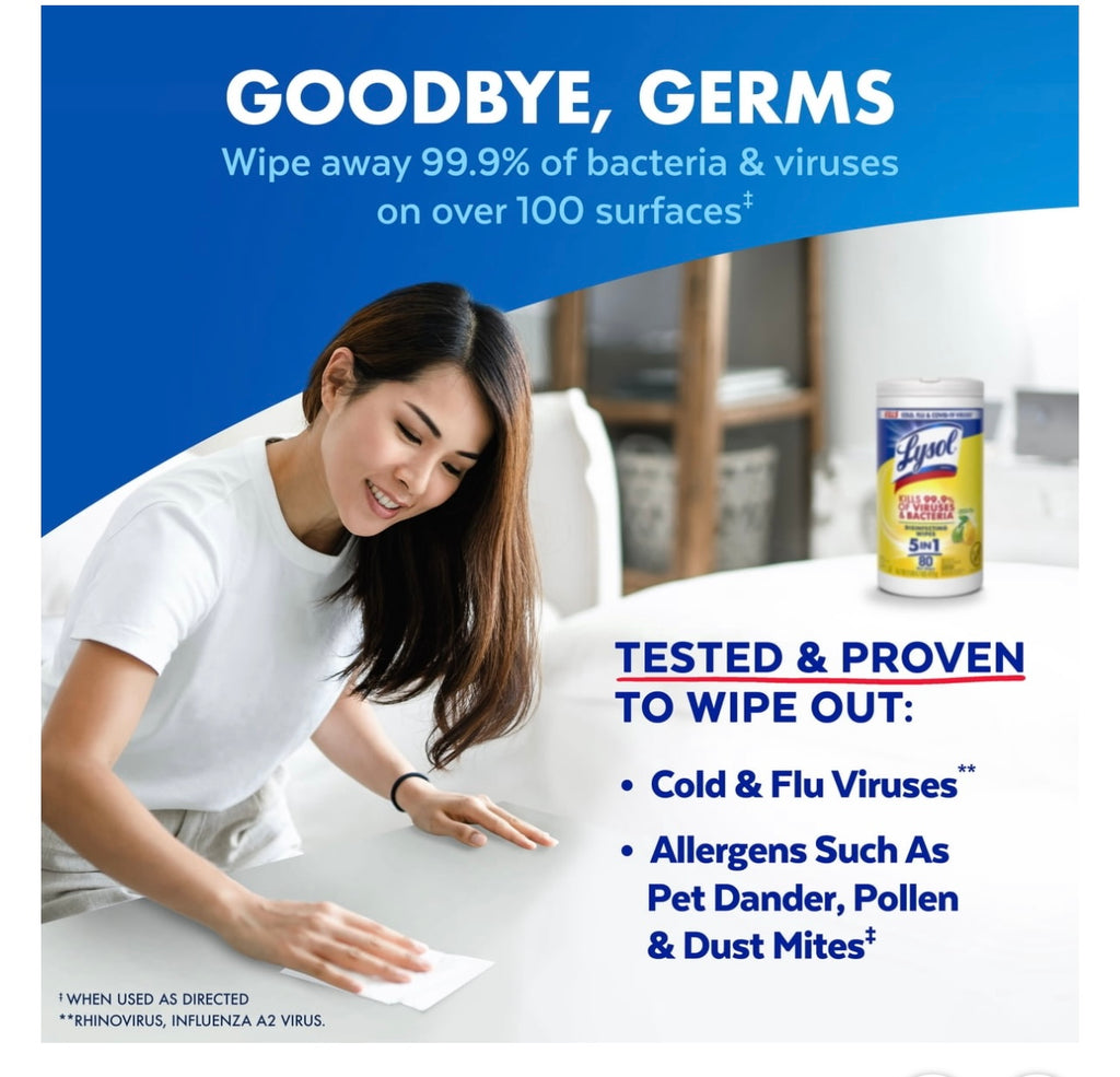 Lysol All-Purpose Cleaner & Disinfectant Wipes - 320ct/4pk.