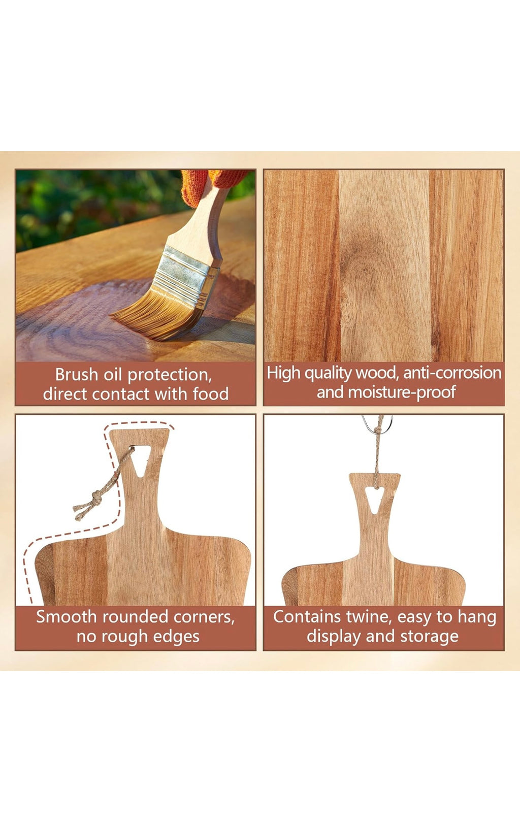 Hsei acacia wood cutting boards 2pcs