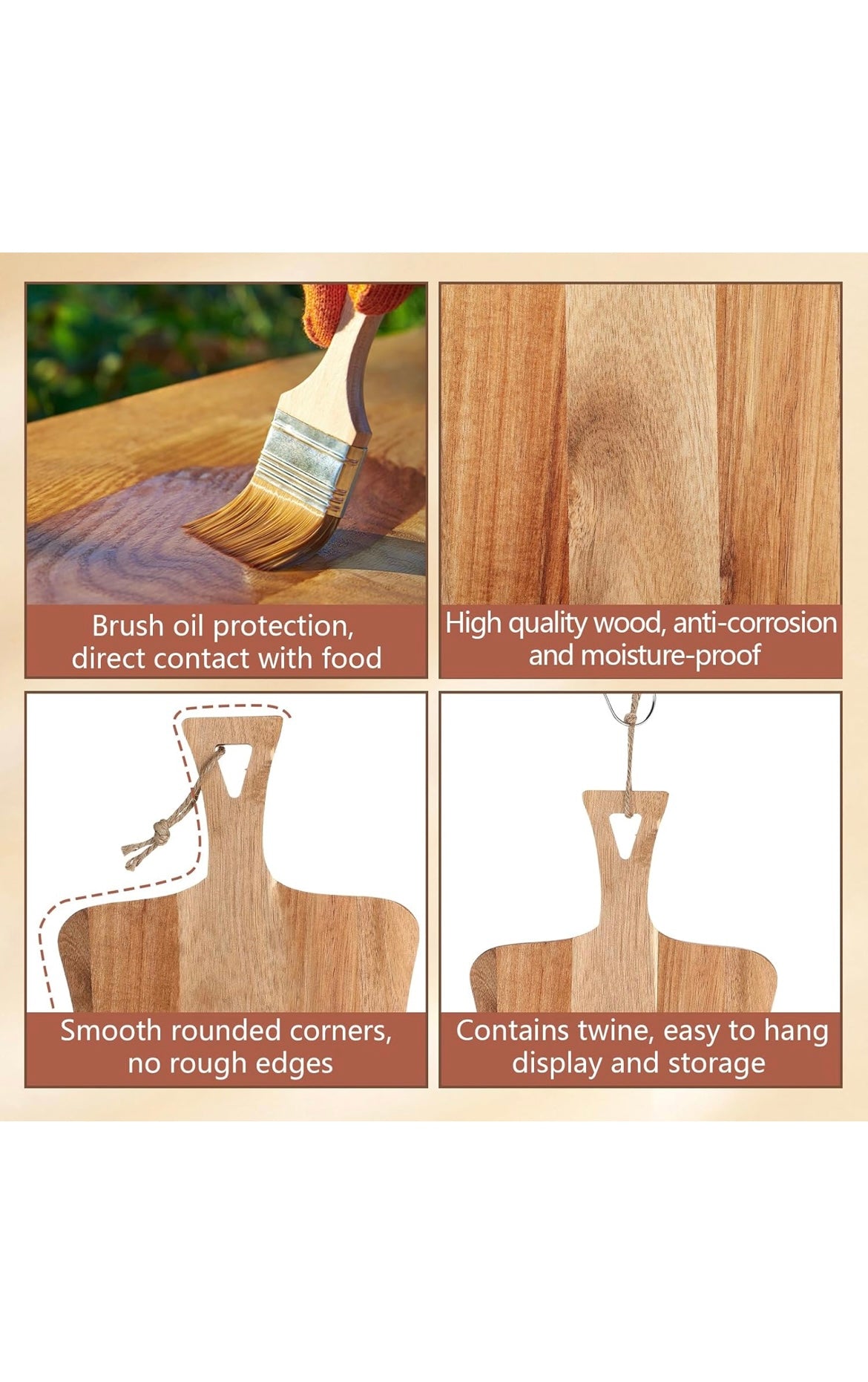 Hsei acacia wood cutting boards 2pcs