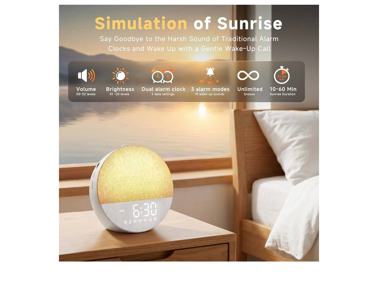 Geuuap White Noise Sound Machine sunrise Alarm Clock.