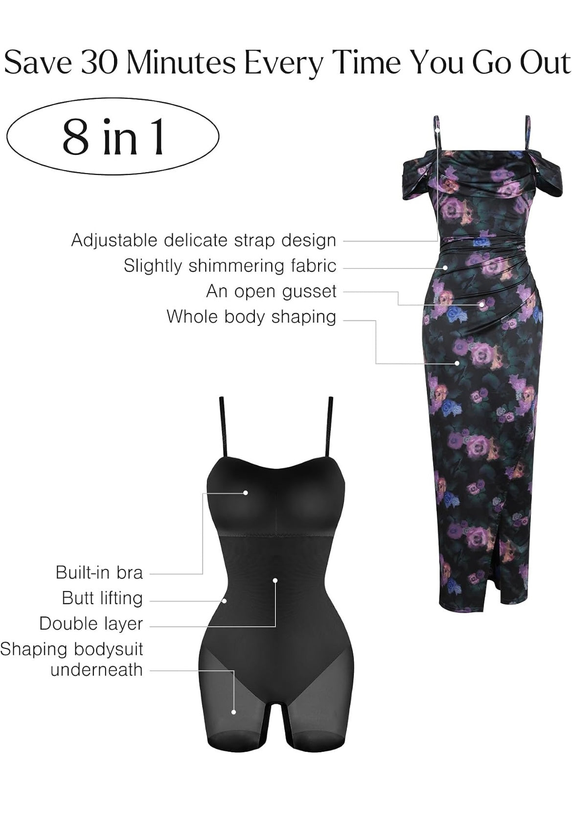 Popilush Wedding Guest Dresses for Women Off Shoulder Shapewear Maxi
