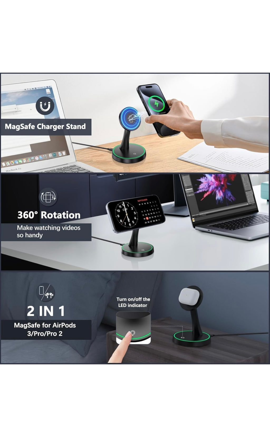 Magnetic wireless charger stand 2 pack
