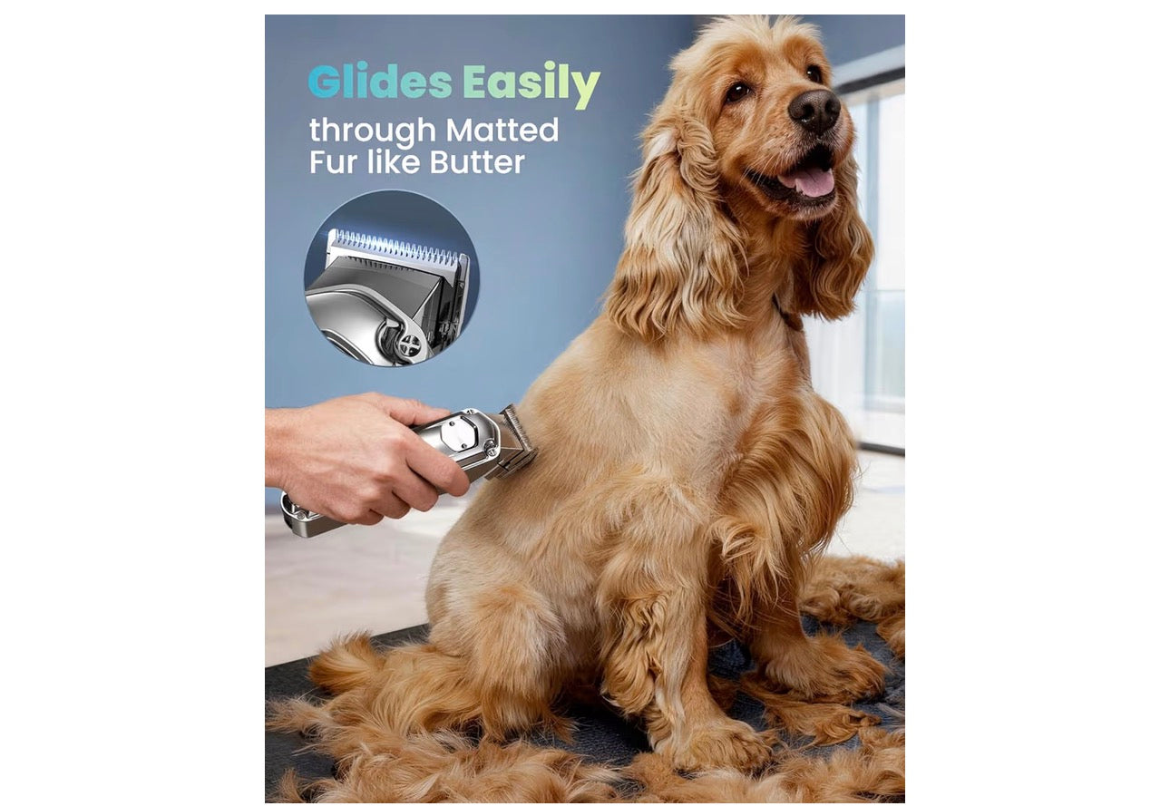 Oneisall Dog Clippers for Grooming for Thick Heavy Coats/Low Noise Rechargeable Cordless Pet Shaver with Detachable Stainless Steel Blade/Waterproof Dog Shaver for Dogs Pets and Animals (Silver)